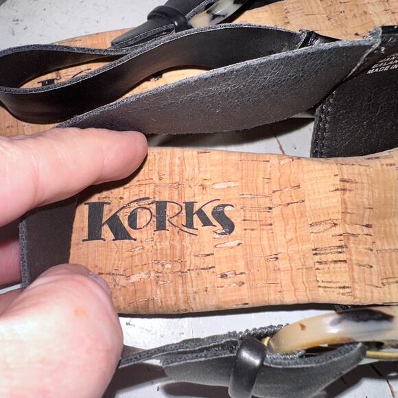 Korks Blush Slingback Flats Womens Size 9.5 Black With Tortoise Shell Buckle - Picture 10 of 11